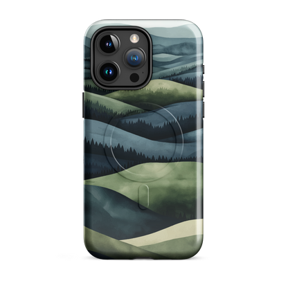 'Blue Mountains' iPhone 15 Pro Max MagSafe tough phone case - protective glossy case NZ Australia