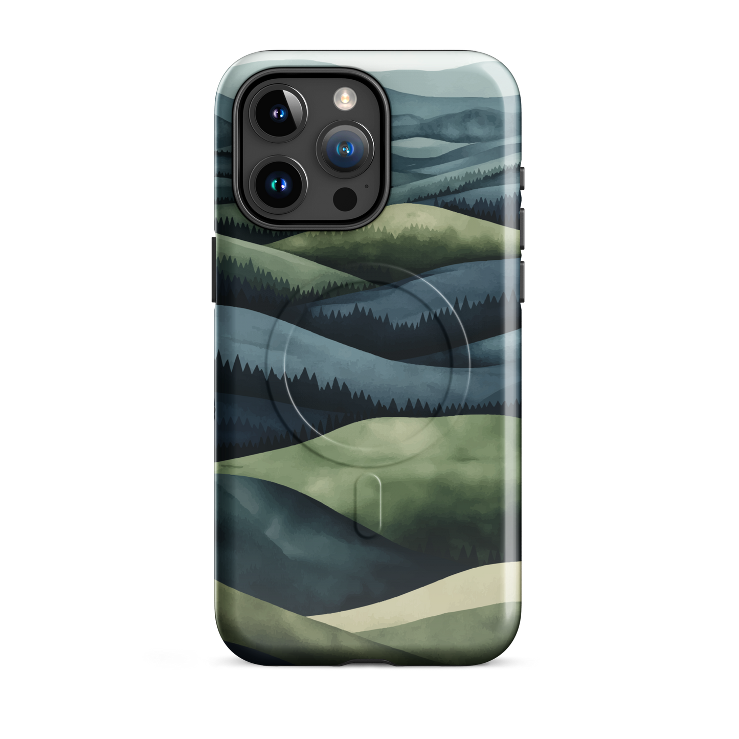 'Blue Mountains' iPhone 15 Pro Max MagSafe tough phone case - protective glossy case NZ Australia
