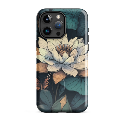 'Water Lily' iPhone 15 Pro Max MagSafe tough phone case - protective glossy case NZ Australia