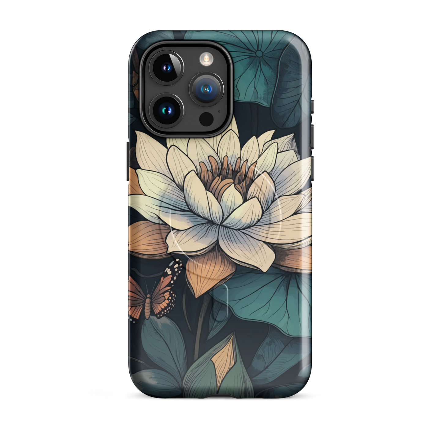'Water Lily' iPhone 15 Pro Max MagSafe tough phone case - protective glossy case NZ Australia