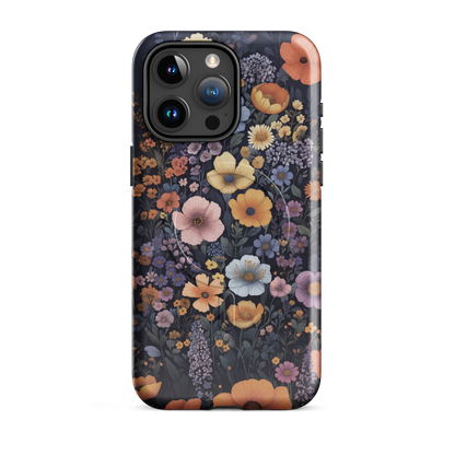 'Wildflowers' iPhone 15 Pro Max MagSafe tough phone case - protective glossy case NZ Australia