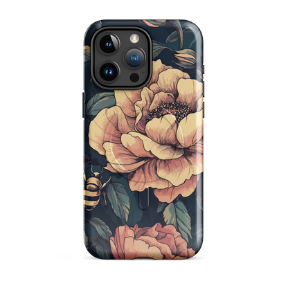 'Vintage Pink Roses' iPhone 15 Pro Max MagSafe tough phone case - protective glossy case NZ Australia
