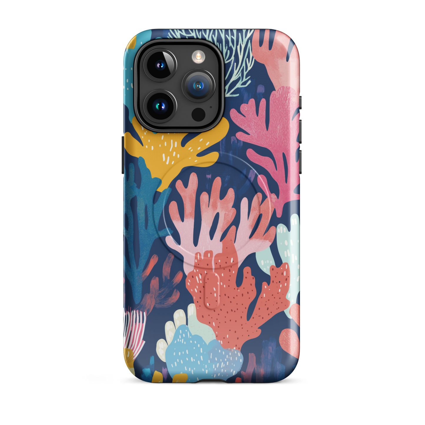 'Coral Reef' iPhone 15 Pro Max MagSafe tough phone case - protective glossy case NZ Australia