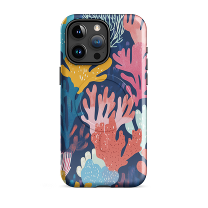 'Coral Reef' iPhone 15 Pro Max MagSafe tough phone case - protective glossy case NZ Australia