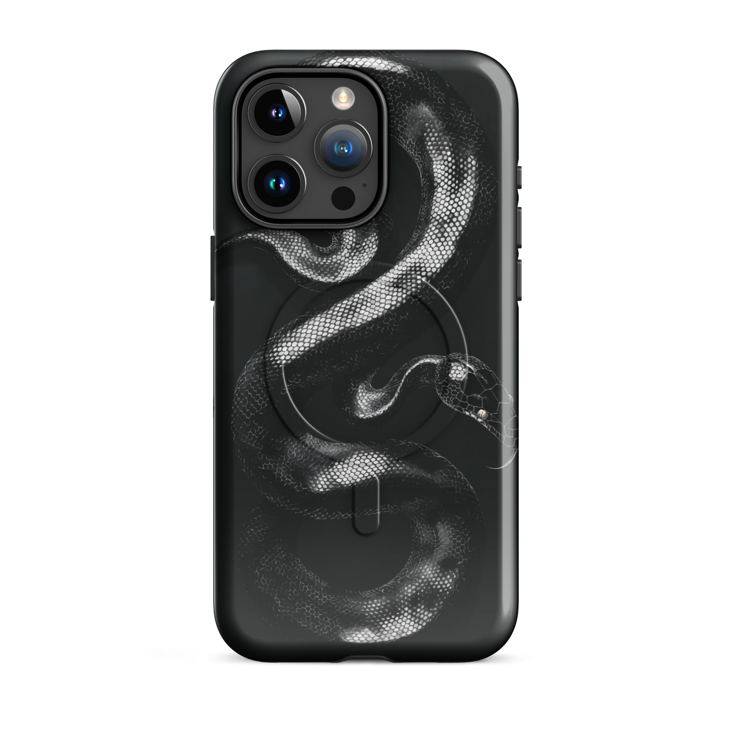 'Black Python' iPhone 15 Pro Max MagSafe tough phone case - protective glossy case NZ Australia