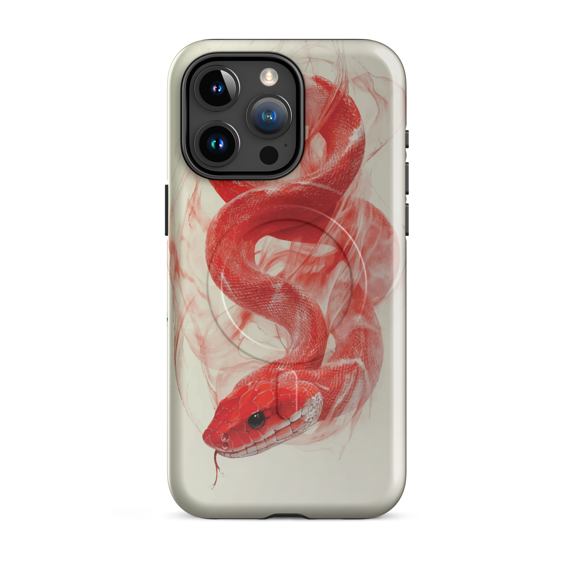 'Red Snake' iPhone 15 Pro Max MagSafe tough phone case - protective glossy case NZ Australia