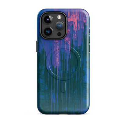 'Digital Glitch' iPhone 15 Pro Max MagSafe tough phone case - protective glossy case NZ Australia