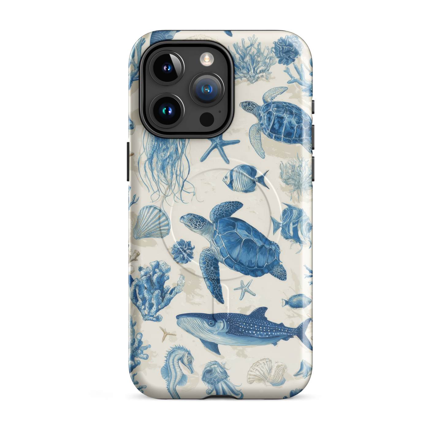 'Ocean Sketchbook' iPhone 15 Pro Max MagSafe tough phone case - protective glossy case NZ Australia