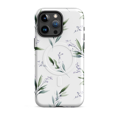 'Botanical Sprigs' iPhone 15 Pro Max MagSafe tough phone case - protective glossy case NZ Australia