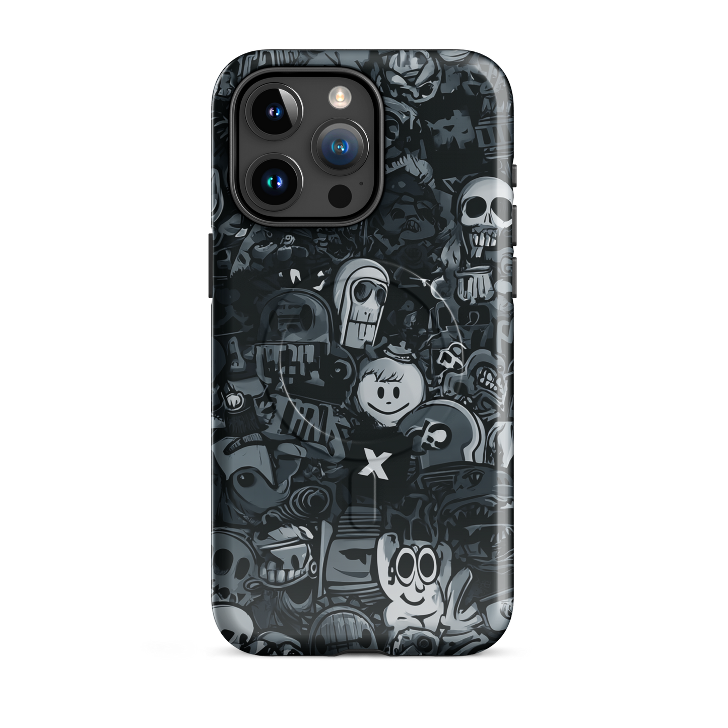 'Midnight Stickers' iPhone 15 Pro Max MagSafe tough phone case - protective glossy case NZ Australia