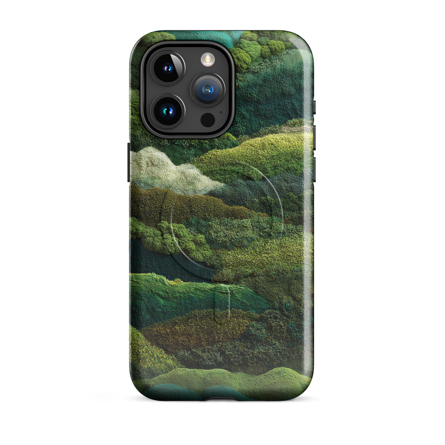 'Forest Layers' iPhone 15 Pro Max MagSafe tough phone case - protective glossy case NZ Australia