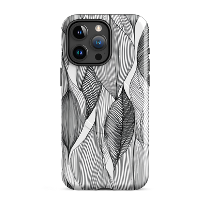 'Botanical Lines' iPhone 15 Pro Max MagSafe tough phone case - protective glossy case NZ Australia