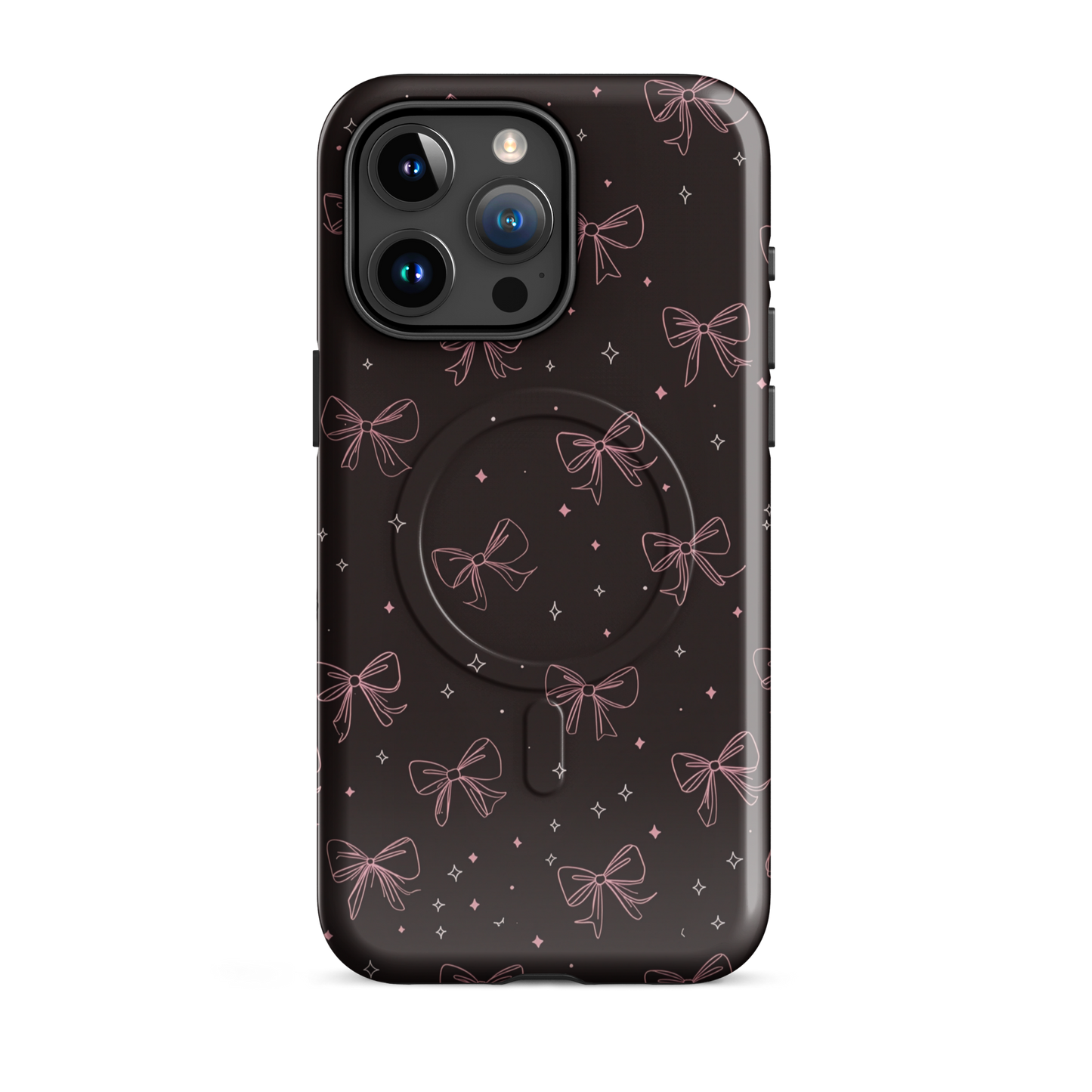 'Midnight Bow' iPhone 15 Pro Max MagSafe tough phone case - protective glossy case NZ Australia