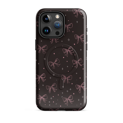 'Midnight Bow' iPhone 15 Pro Max MagSafe tough phone case - protective glossy case NZ Australia