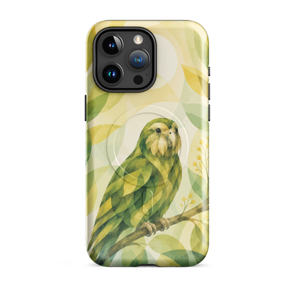'Kakapo' iPhone 15 Pro Max MagSafe tough phone case - protective glossy case NZ Australia