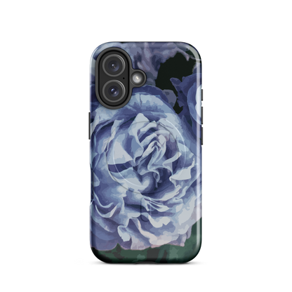 'Blue Rose' iPhone 16 MagSafe tough phone case - protective glossy case NZ Australia