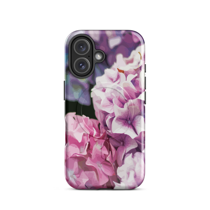'Hydrangea' iPhone 16 MagSafe tough phone case - protective glossy case NZ Australia