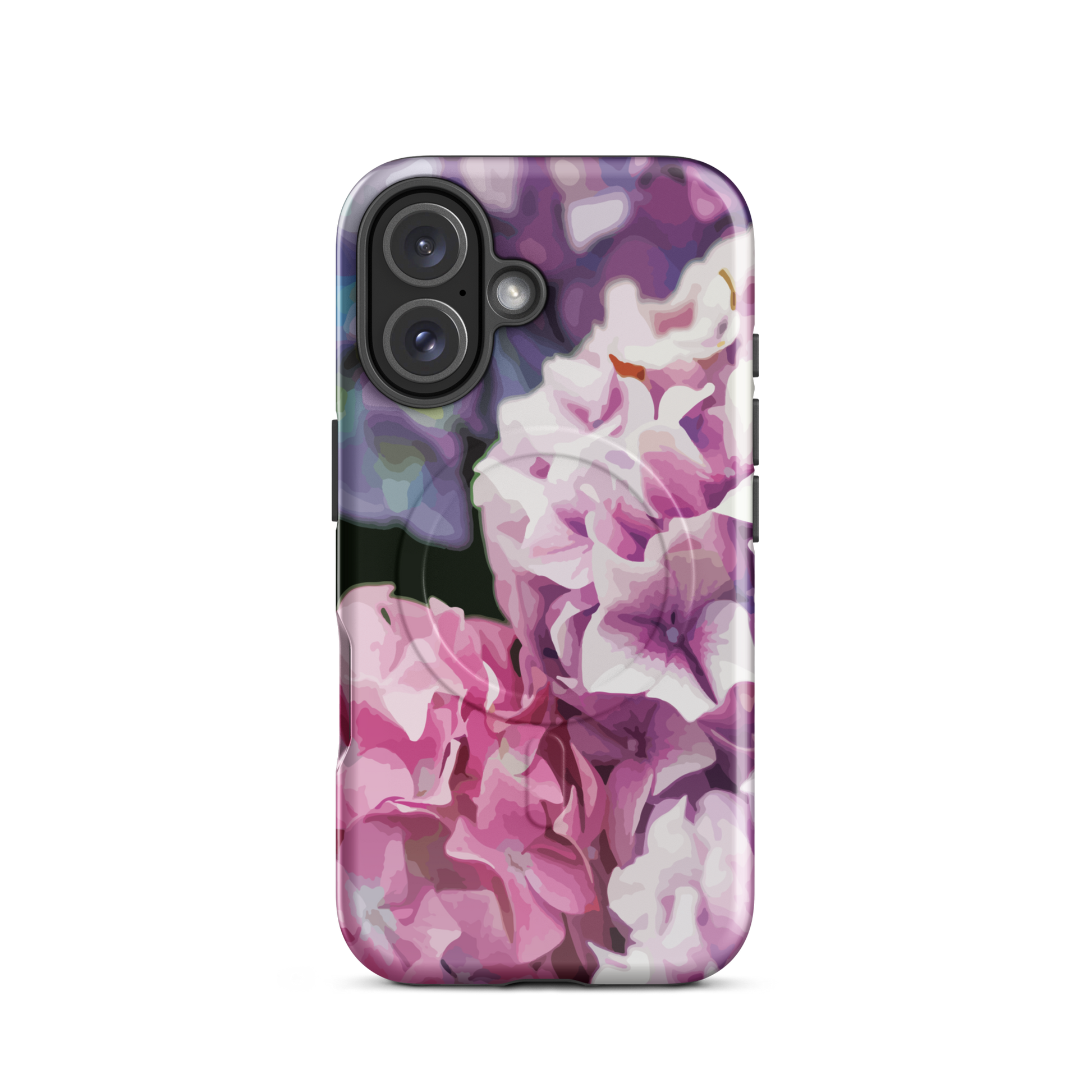 'Hydrangea' iPhone 16 MagSafe tough phone case - protective glossy case NZ Australia