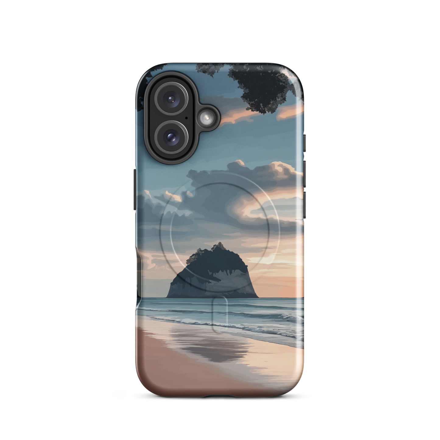 'Cathedral Cove' iPhone 16 MagSafe tough phone case - protective glossy case NZ Australia