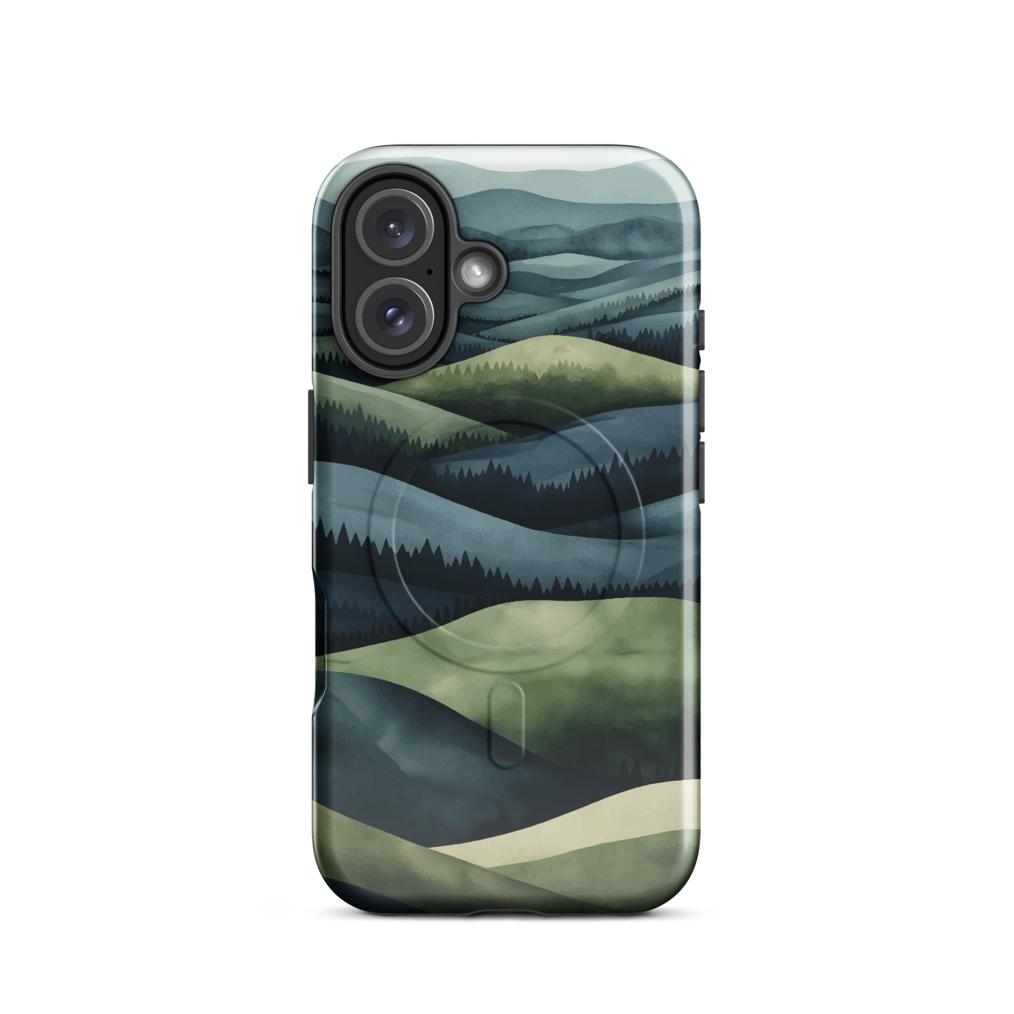 'Blue Mountains' iPhone 16 MagSafe tough phone case - protective glossy case NZ Australia