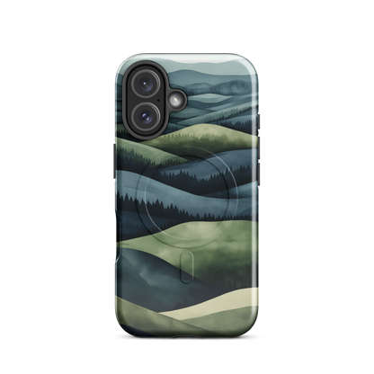 'Blue Mountains' iPhone 16 MagSafe tough phone case - protective glossy case NZ Australia