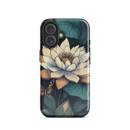 'Water Lily' iPhone 16 MagSafe tough phone case - protective glossy case NZ Australia