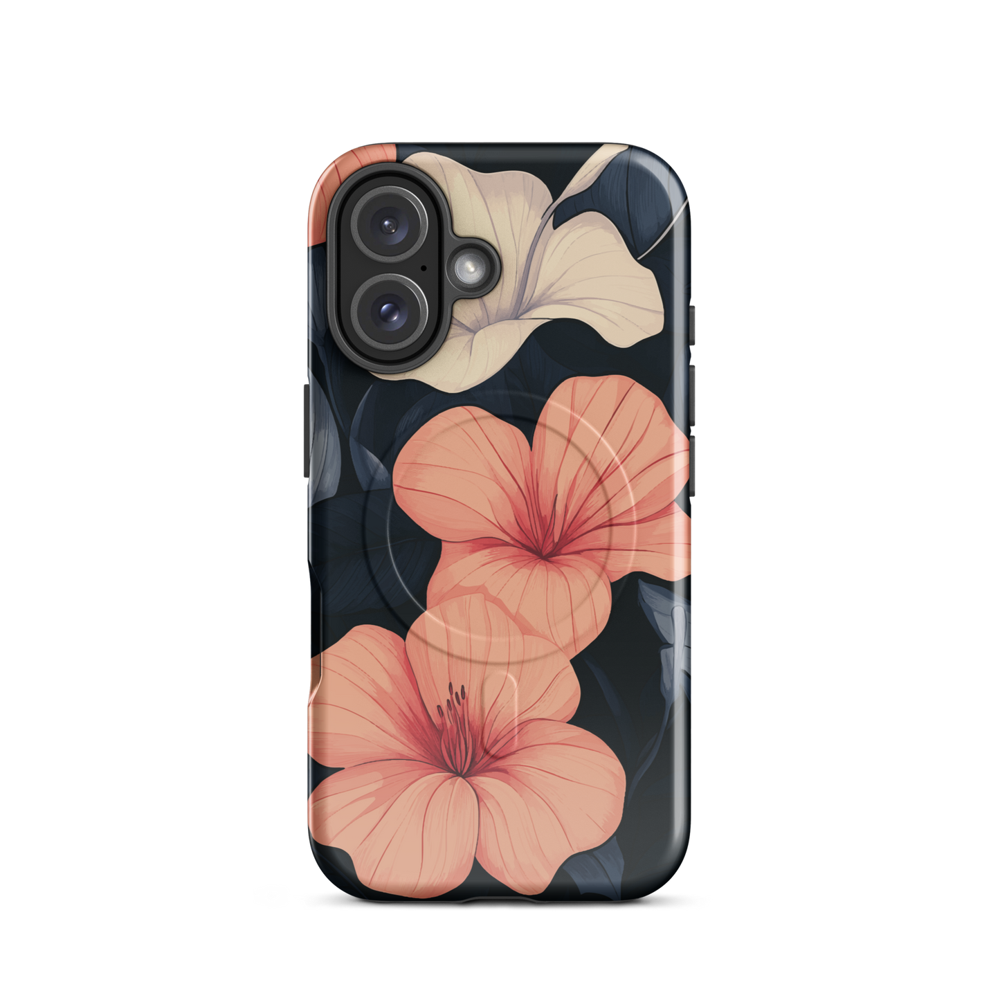 'Hibiscus Flower' iPhone 16 MagSafe tough phone case - protective glossy case NZ Australia