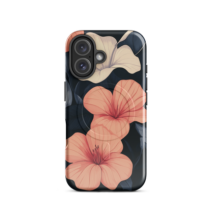 'Hibiscus Flower' iPhone 16 MagSafe tough phone case - protective glossy case NZ Australia