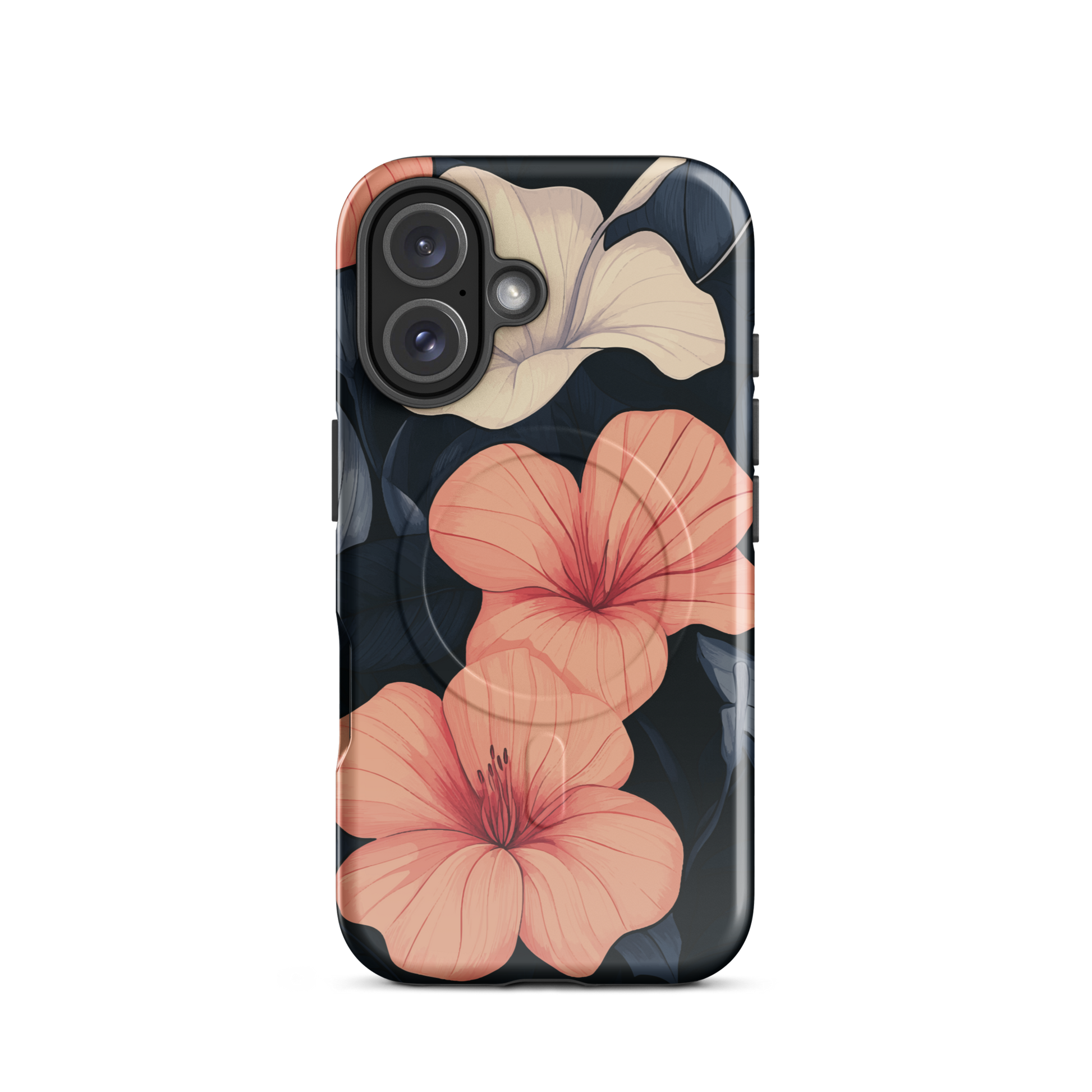 'Hibiscus Flower' iPhone 16 MagSafe tough phone case - protective glossy case NZ Australia
