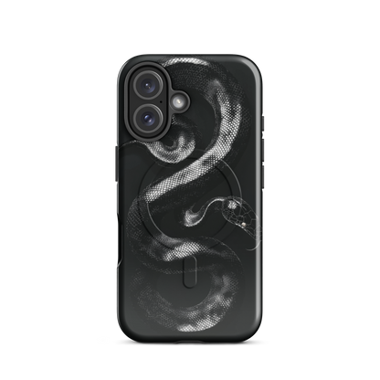 'Black Python' iPhone 16 MagSafe tough phone case - protective glossy case NZ Australia