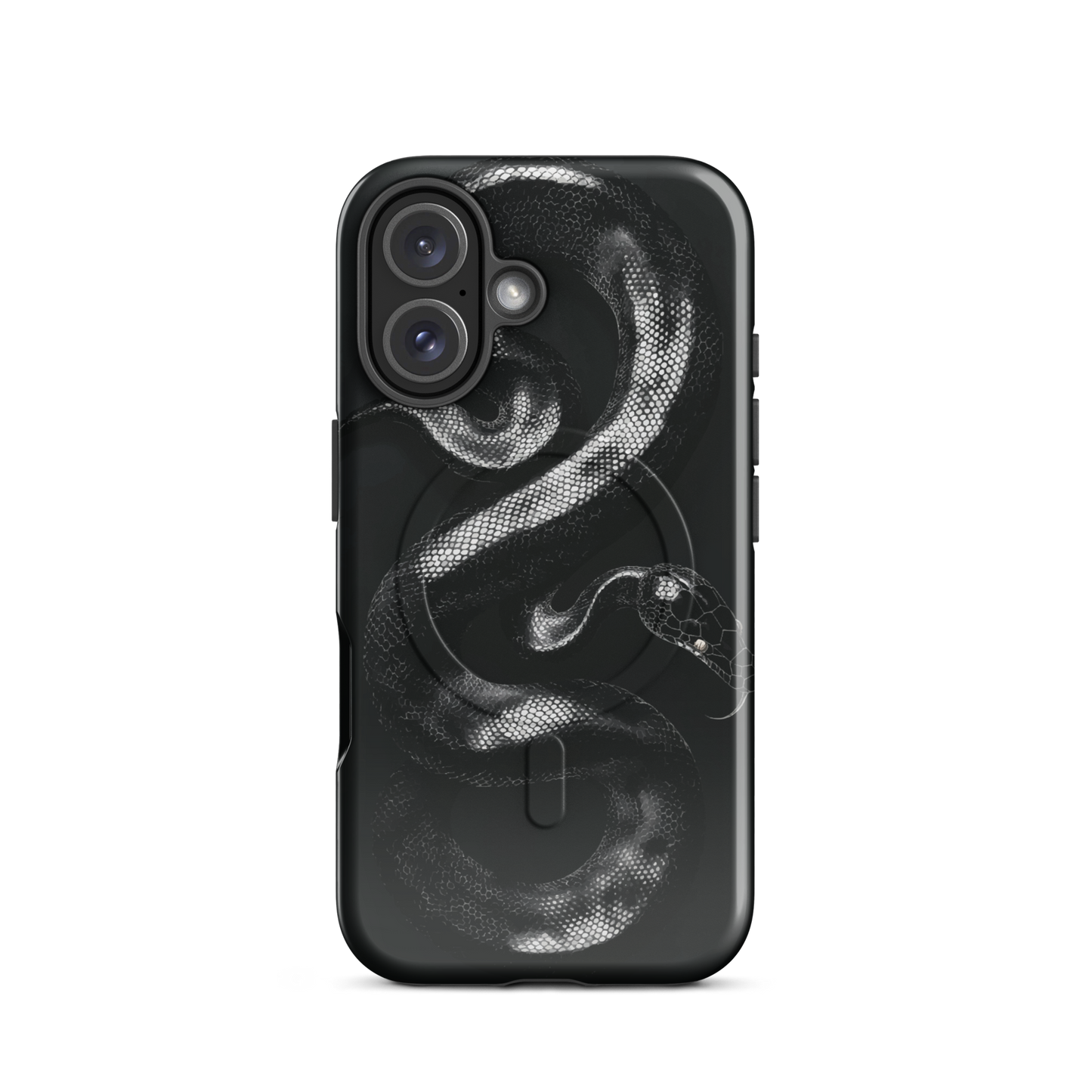 'Black Python' iPhone 16 MagSafe tough phone case - protective glossy case NZ Australia