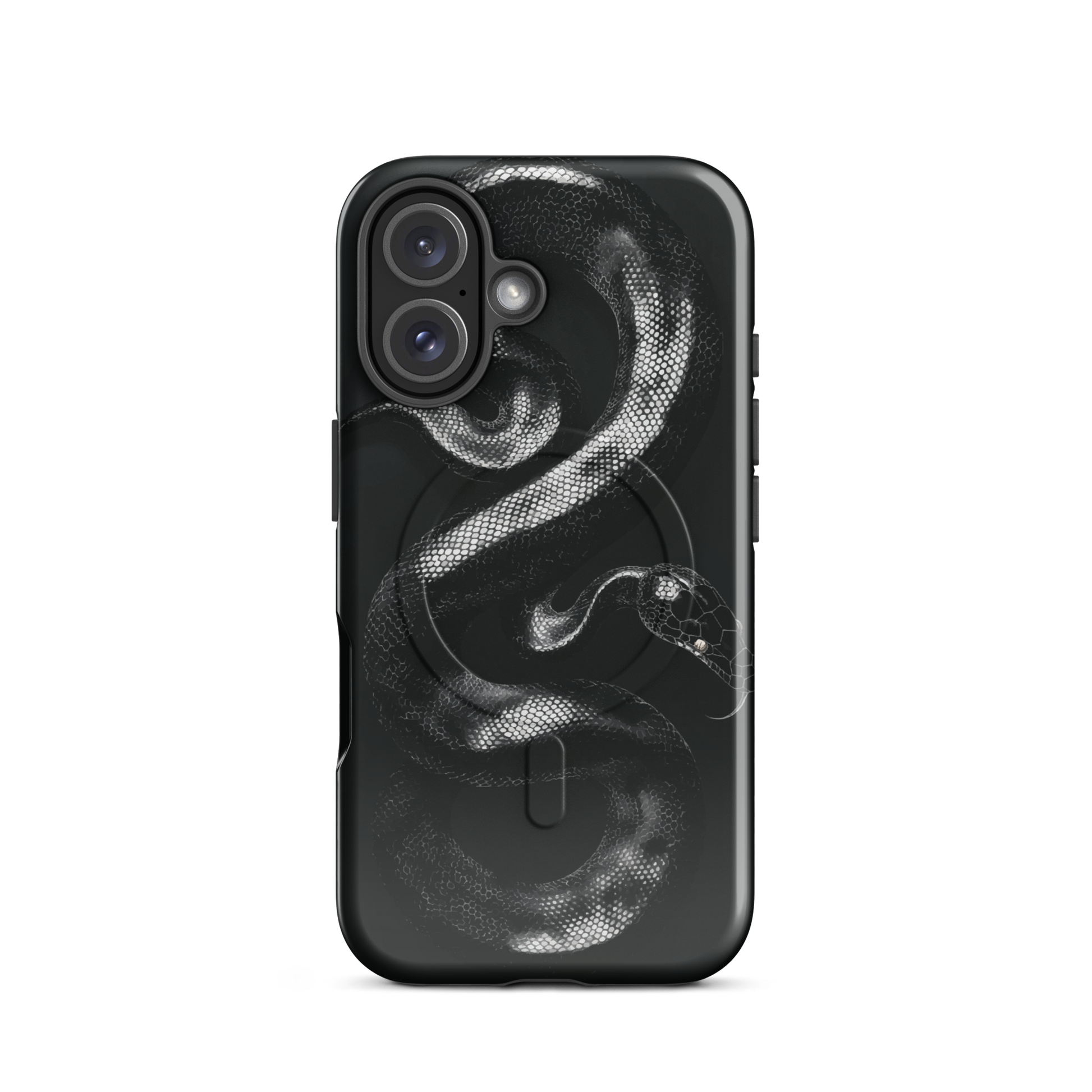 'Black Python' iPhone 16 MagSafe tough phone case - protective glossy case NZ Australia