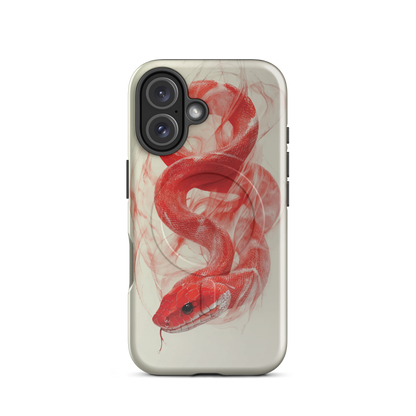 'Red Snake' iPhone 16 MagSafe tough phone case - protective glossy case NZ Australia