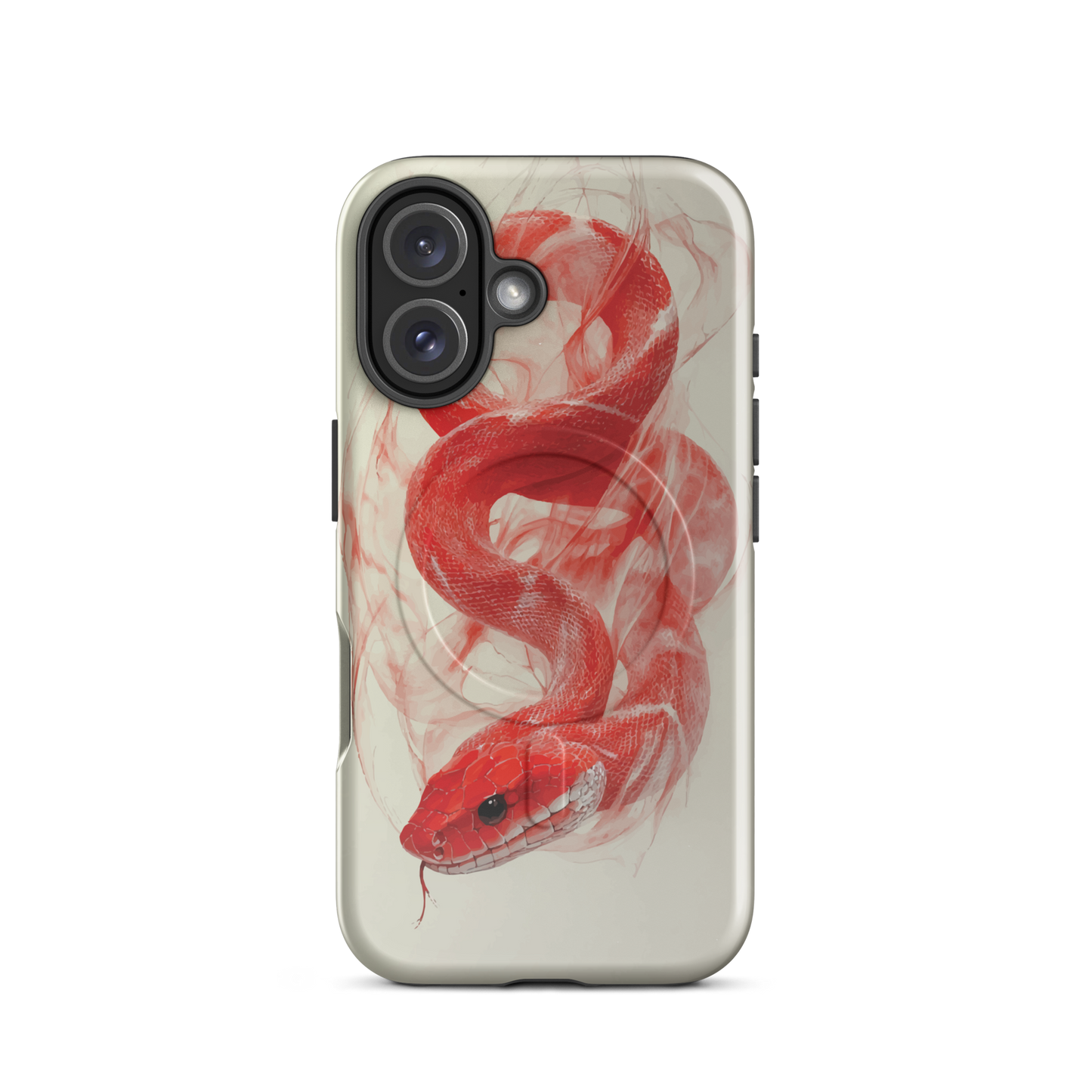 'Red Snake' iPhone 16 MagSafe tough phone case - protective glossy case NZ Australia