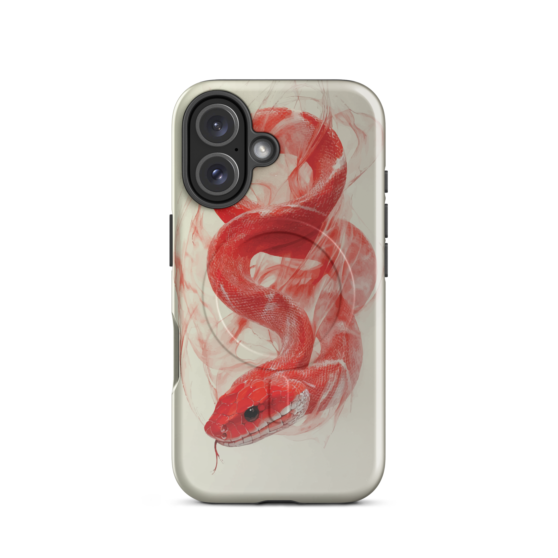 'Red Snake' iPhone 16 MagSafe tough phone case - protective glossy case NZ Australia