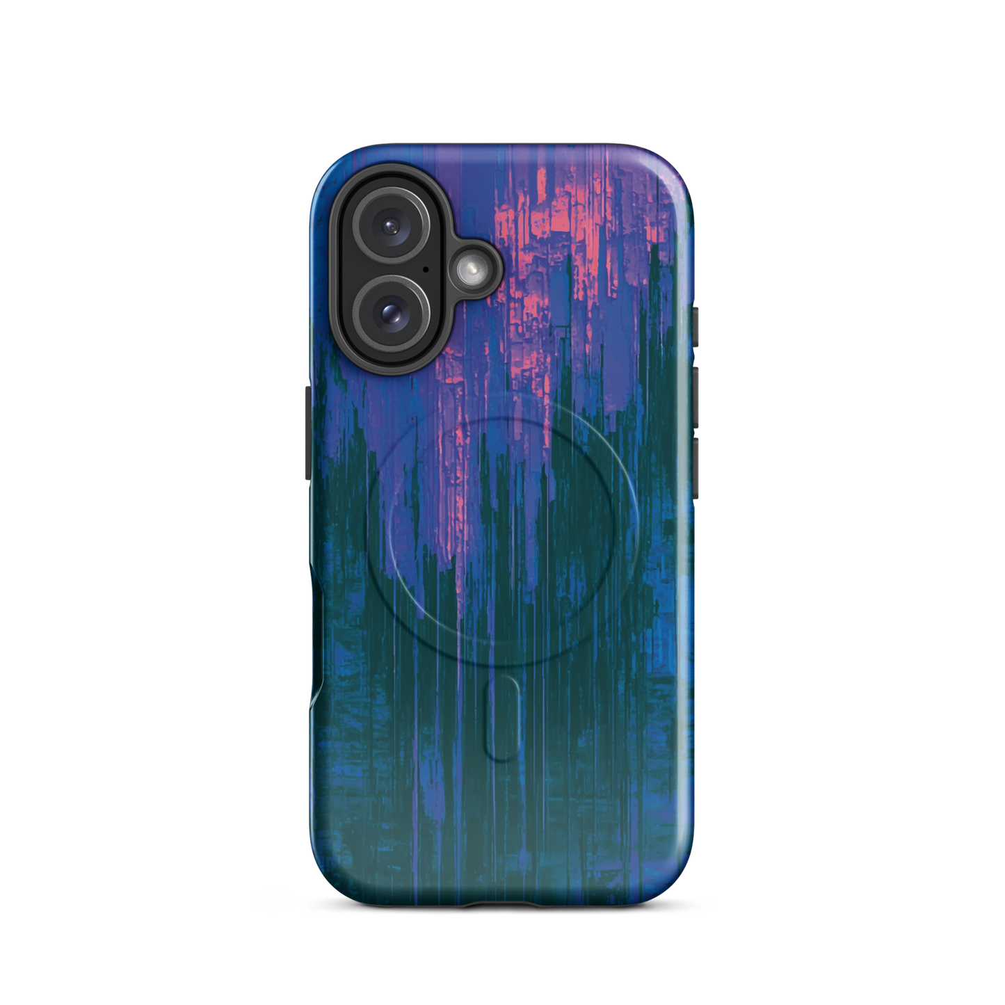 'Digital Glitch' iPhone 16 MagSafe tough phone case - protective glossy case NZ Australia