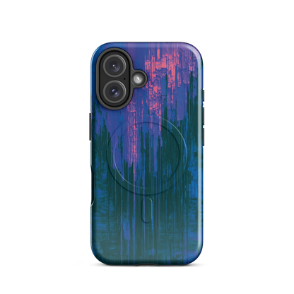 'Digital Glitch' iPhone 16 MagSafe tough phone case - protective glossy case NZ Australia