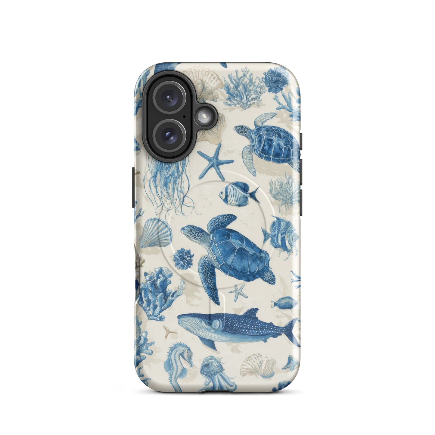 'Ocean Sketchbook' iPhone 16 MagSafe tough phone case - protective glossy case NZ Australia