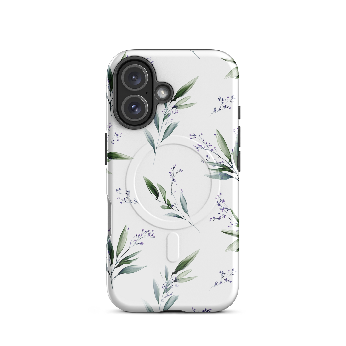 'Botanical Sprigs' iPhone 16 MagSafe tough phone case - protective glossy case NZ Australia