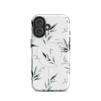 'Botanical Sprigs' iPhone 16 MagSafe tough phone case - protective glossy case NZ Australia
