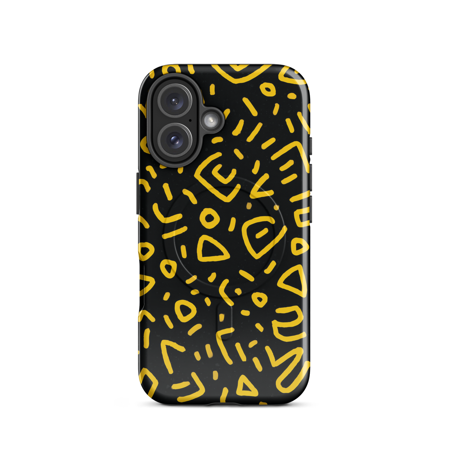 'Retro Scribbles' iPhone 16 MagSafe tough phone case - protective glossy case NZ Australia