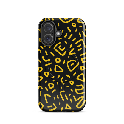 'Retro Scribbles' iPhone 16 MagSafe tough phone case - protective glossy case NZ Australia