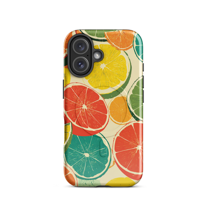 'Citrus Pop' iPhone 16 MagSafe tough phone case - protective glossy case NZ Australia