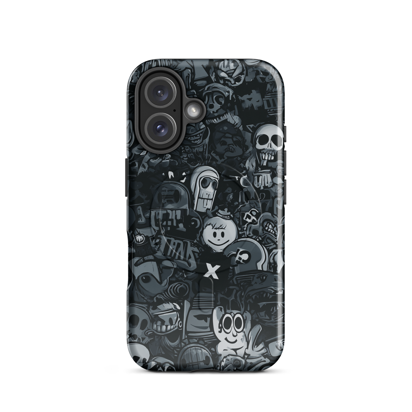 'Midnight Stickers' iPhone 16 MagSafe tough phone case - protective glossy case NZ Australia