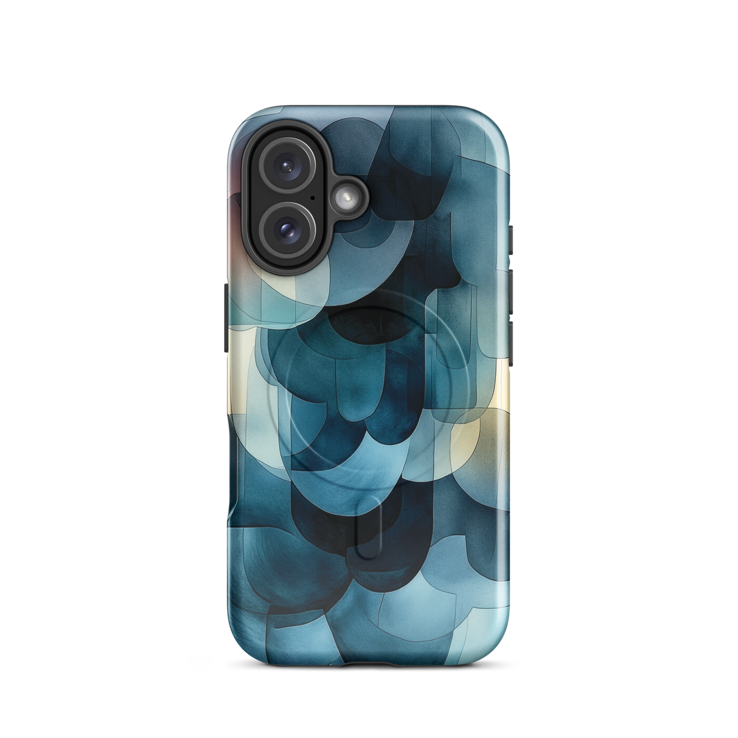 'Blue Forms' iPhone 16 MagSafe tough phone case - protective glossy case NZ Australia