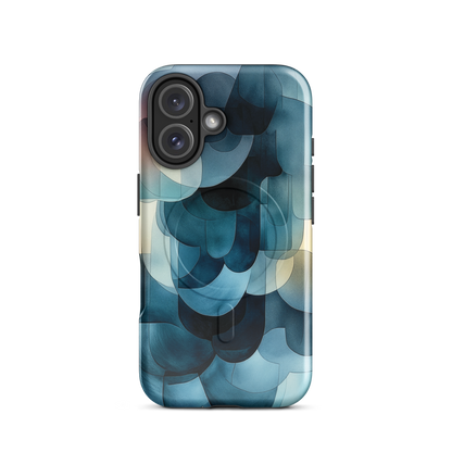 'Blue Forms' iPhone 16 MagSafe tough phone case - protective glossy case NZ Australia