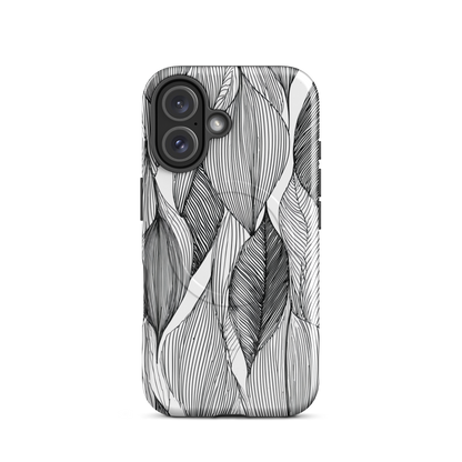 'Botanical Lines' iPhone 16 MagSafe tough phone case - protective glossy case NZ Australia
