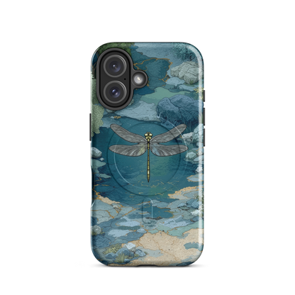 'Dragonfly Glade' iPhone 16 MagSafe tough phone case - protective glossy case NZ Australia
