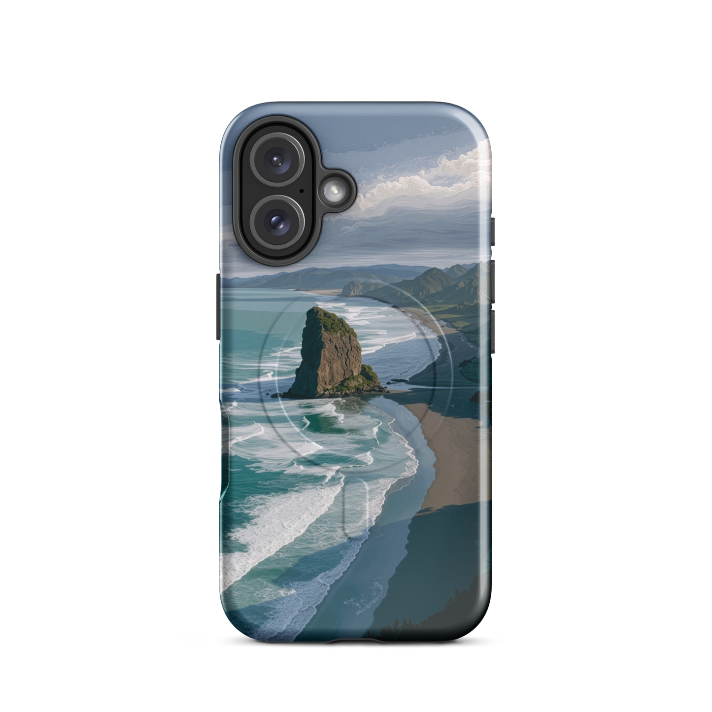 'Piha Beach' iPhone 16 MagSafe tough phone case - protective glossy case NZ Australia