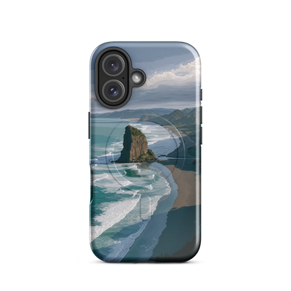 'Piha Beach' iPhone 16 MagSafe tough phone case - protective glossy case NZ Australia